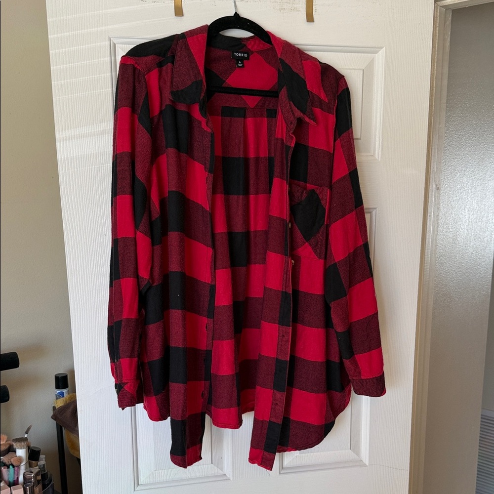 Torrid Red and Black Checkered Shirt